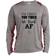 Load image into Gallery viewer, I'm Tired...Long Sleeve Heather Colorblock Poly T-Shirt - Choose from 3 colors - Gender Neutral