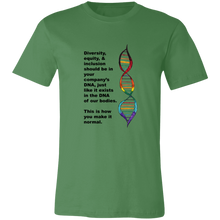 Load image into Gallery viewer, Diversity DNA Gender Neutral Jersey Short-Sleeve T-Shirt - Choose White, Teal, or Green