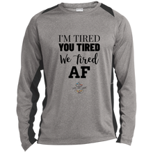 Load image into Gallery viewer, I'm Tired...Long Sleeve Heather Colorblock Poly T-Shirt - Choose from 3 colors - Gender Neutral