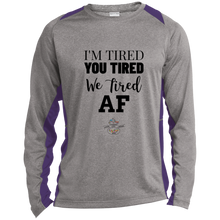 Load image into Gallery viewer, I'm Tired...Long Sleeve Heather Colorblock Poly T-Shirt - Choose from 3 colors - Gender Neutral