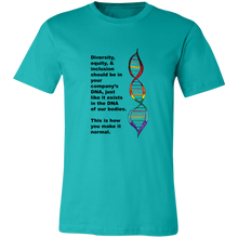 Load image into Gallery viewer, Diversity DNA Gender Neutral Jersey Short-Sleeve T-Shirt - Choose White, Teal, or Green