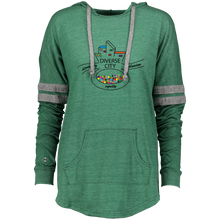 Load image into Gallery viewer, Diverse City Logo Feminine Hooded Low Key Pullover - Choose Red or Green