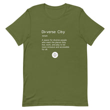 Load image into Gallery viewer, Diverse City Definition Short-Sleeve Gender Neutral T-Shirt (Choose Olive Green or Black)