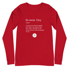Load image into Gallery viewer, Diverse City Definition Long Sleeve Tee/Gender Neutral (Choose Black or Red)
