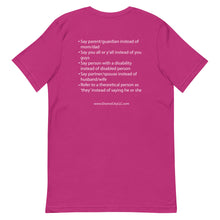 Load image into Gallery viewer, Inclusive Language Short-Sleeve Gender Neutral T-Shirt - Choose a Color