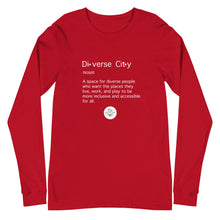 Load image into Gallery viewer, Diverse City Definition Long Sleeve Tee/Gender Neutral (Choose Black or Red)
